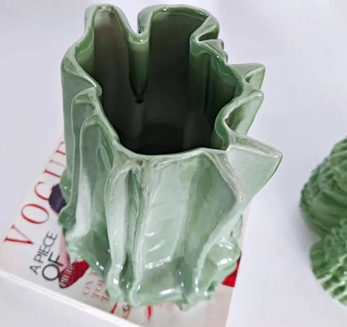 Ripple Glazed Ceramic Abstract Vase-Letifly Lights and Decor