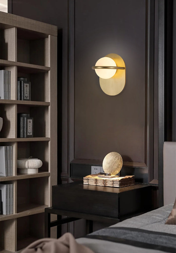 Round Ball Brass Finish Modern Wall Mounted Light Fixture