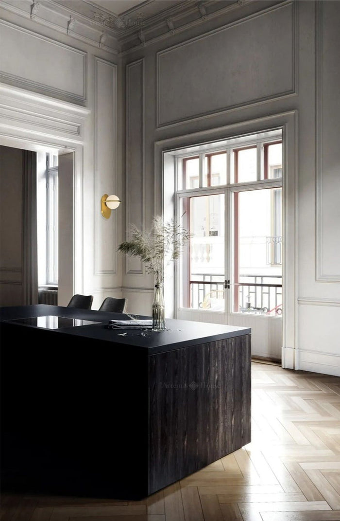 Round Ball Brass Finish Modern Wall Mounted Light Fixture