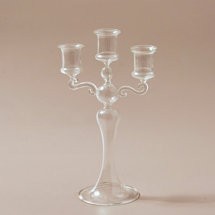Clear 3 Heads Candle holder