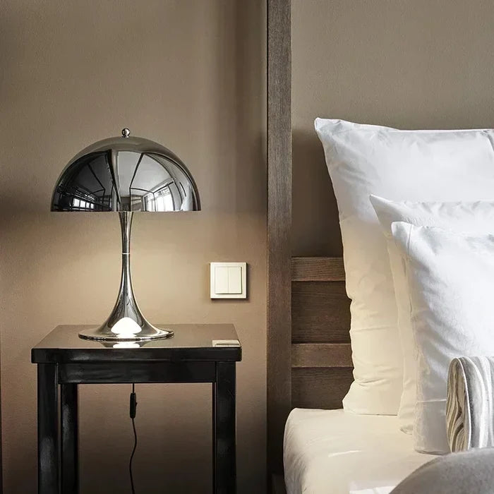 Table lamp dome silhouette glossy finish mid century style mushroom table lamp