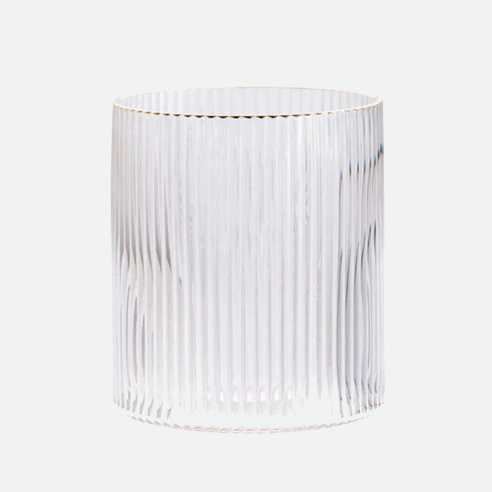 Glass Cup Transparent with Gold Inlay for Bathroom and Dining Accessories