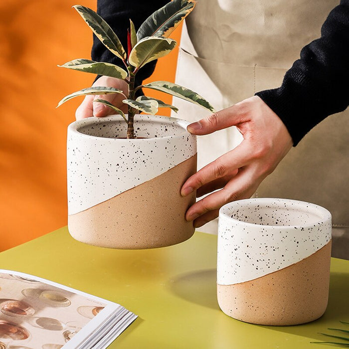 Home Decoration Creative Linen Glaze Ceramic Flowerpot