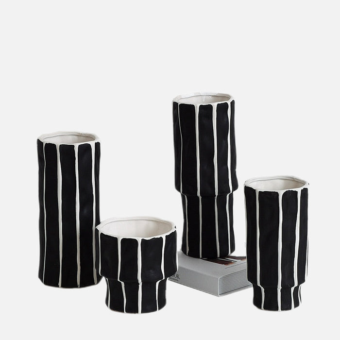 Black and White Geometric Ceramic Vase
