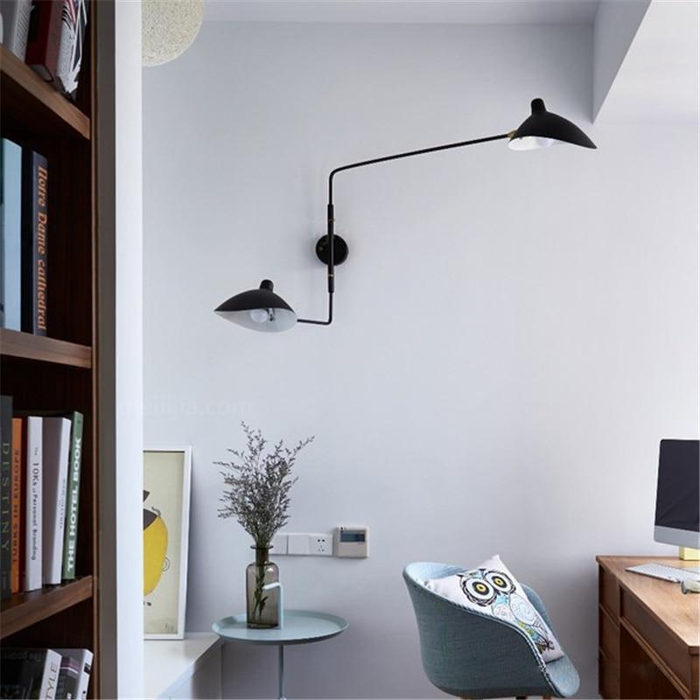 Serge Duckbill Wall Lamp with adjustable swing arms painted iron and brass finishes Medium Large XLarge wall-mounted 3.9-inch plate