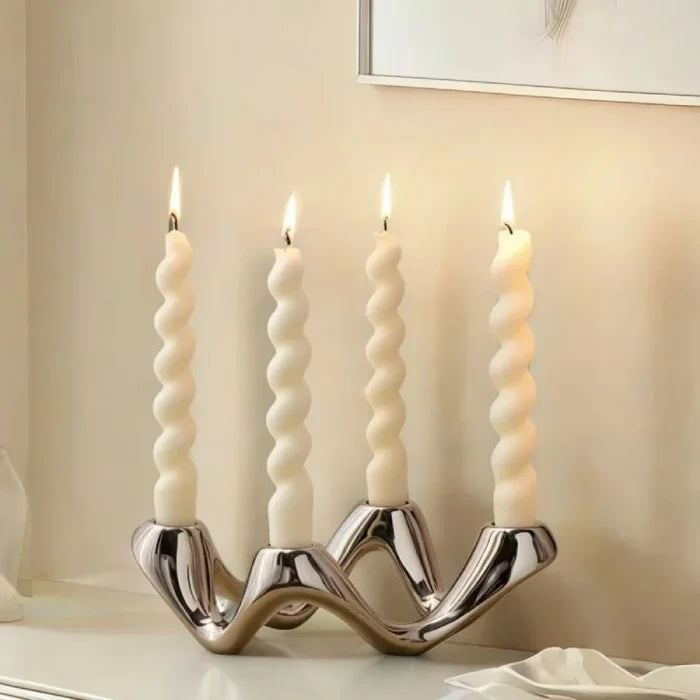 Serpentine Ceramic Candelabra-Letifly Lights and Decor