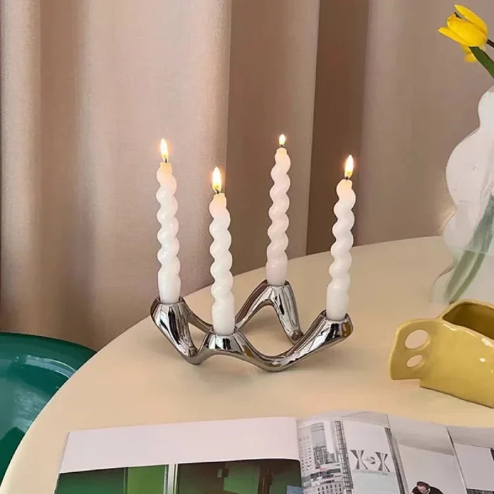 Serpentine Ceramic Candelabra-Letifly Lights and Decor