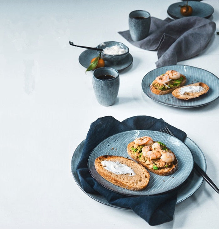 Japanese ceramic porcelain kiling glaze blue dinner plates luxury high quality