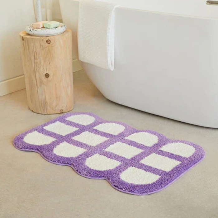 Anti- slip Checkered Carpet Fluffy Grids Design Rug