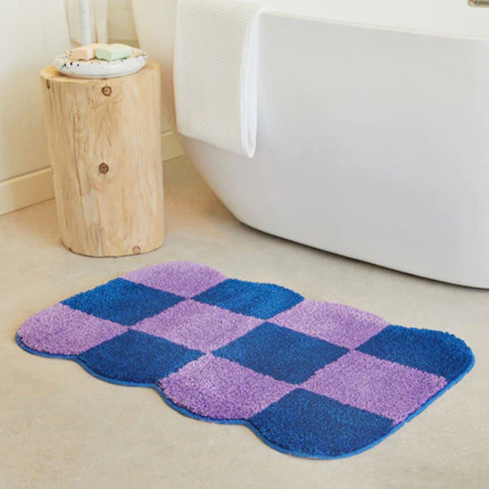 Anti- slip Checkered Carpet Fluffy Grids Design Rug