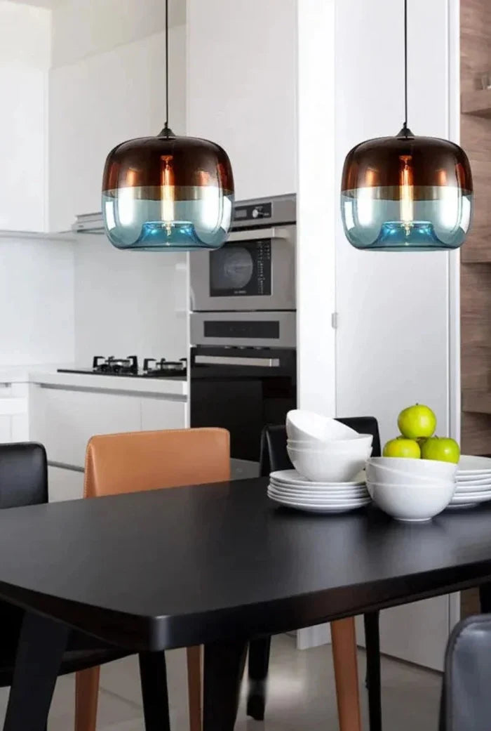 gradient glass pendant lamp ombré hand-blown LED hanging light
