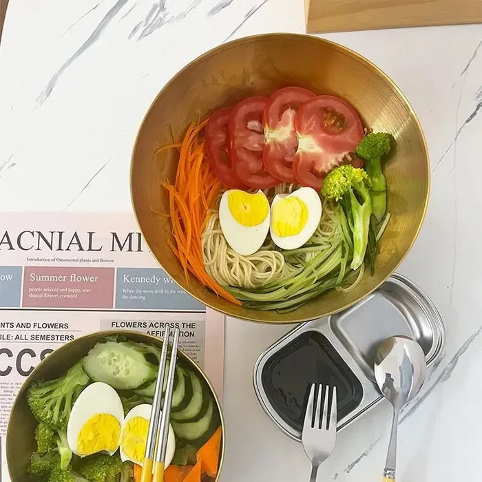 stainless steel gold silver serving bowl brushed metallic modern kitchen tableware