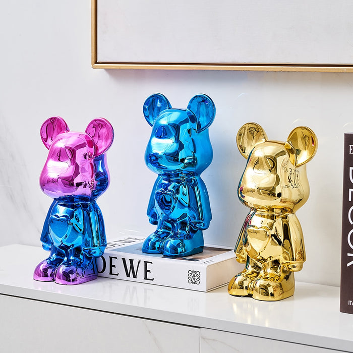 Decorative Accents Metallic Figurine Scupture Space Bear