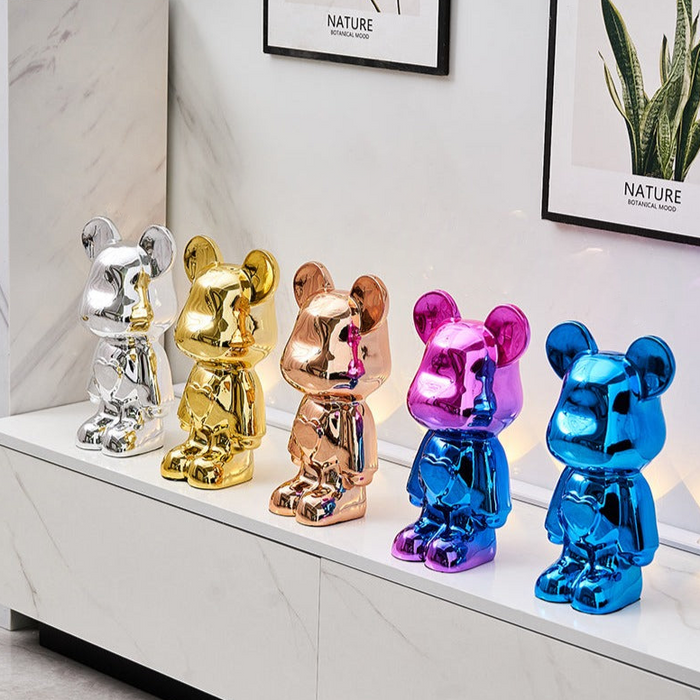 Decorative Accents Metallic Figurine Scupture Space Bear
