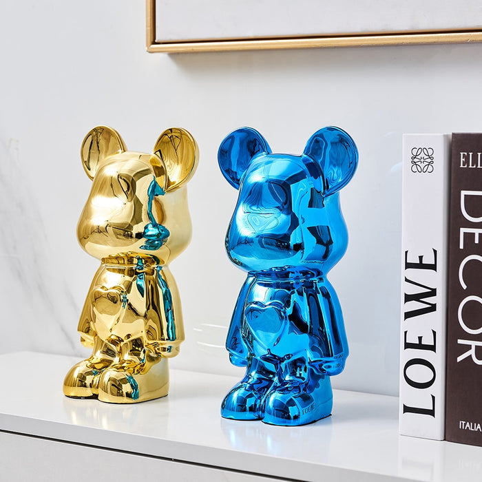 Decorative Accents Metallic Figurine Scupture Space Bear