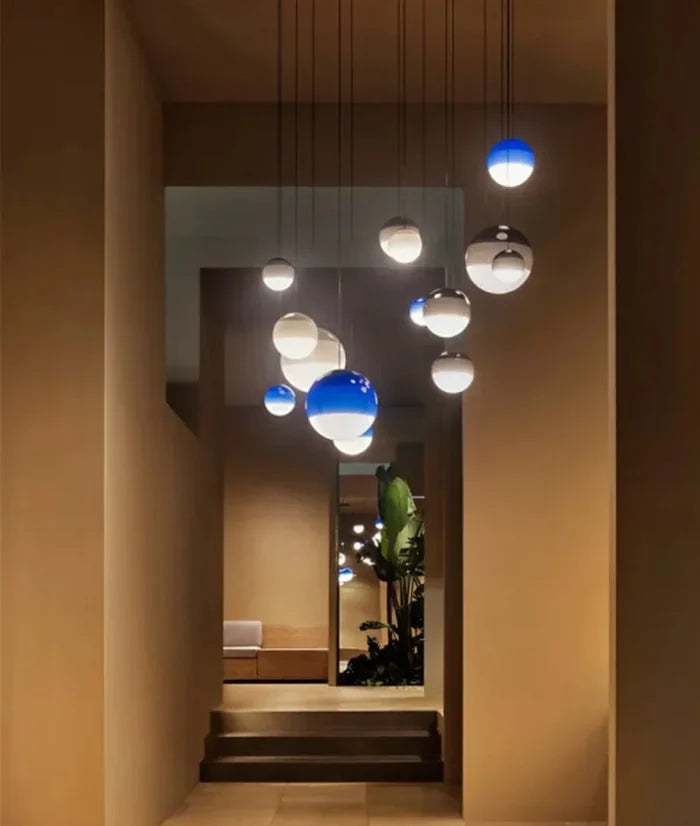 Modern Creative Colored Glass Ball LED Chandelier Restaurant Living Room Bedroom Hotel Art Pendant Lamp Home Decor Light Fixture-Letifly Lights and Decor