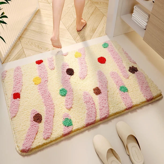 VIKAMA Candy Color Clash Floor Mat Soft Skin Non-Slip Room Entry Foyer Living Room Multi-Scene Wave Color Dots Ins Style Decor-Letifly Lights and Decor