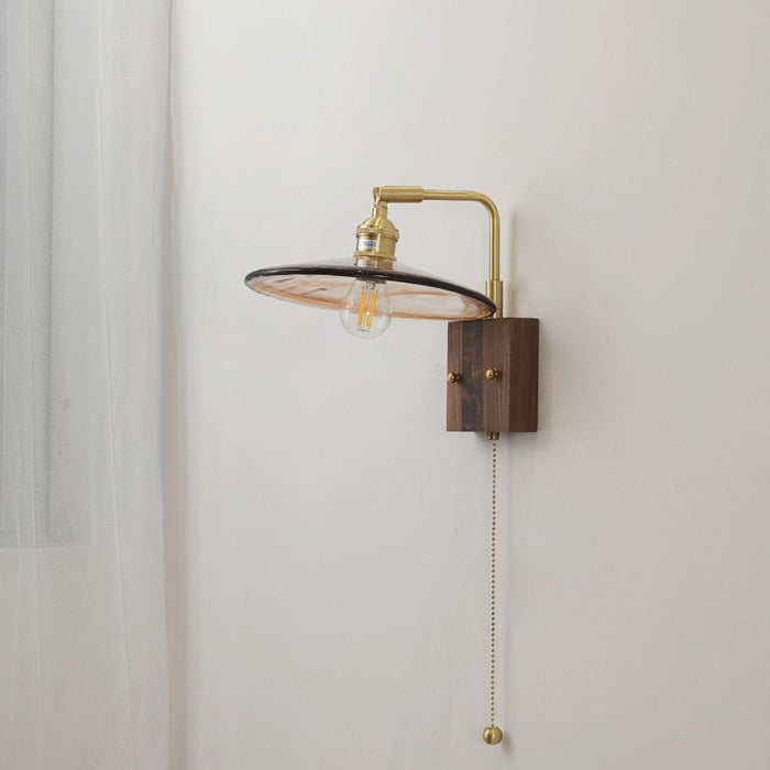 Stained Murano Glass & Wood LED Wall Lamp