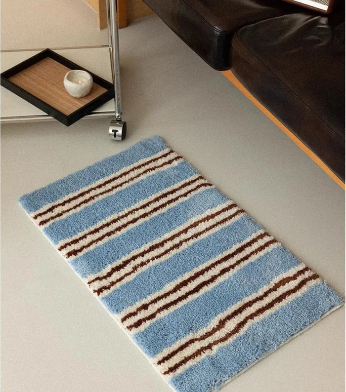 Ins Stripe Tufting Grids Bathroom Mat Living Room Carpet Bathmat Bedside Rug Soft Bedroom Floor Pad Home Decor-Letifly Lights and Decor