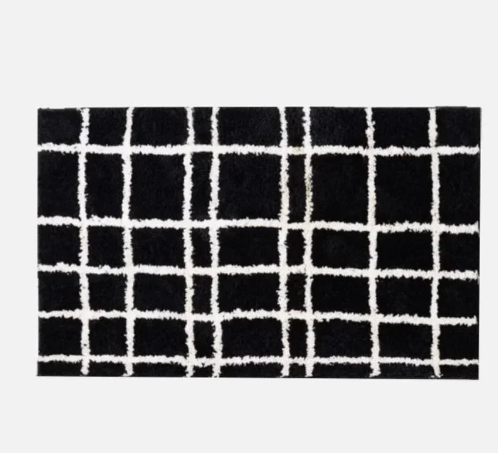 Ins Stripe Tufting Grids Bathroom Mat Living Room Carpet Bathmat Bedside Rug Soft Bedroom Floor Pad Home Decor-Letifly Lights and Decor