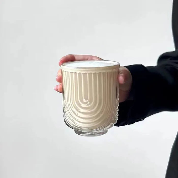 Vintage Glass Cup textured glass cups for hot and cold drinks borosilicate glass cups