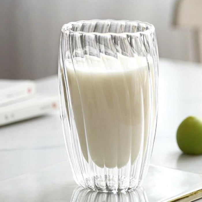 Transparent Drinkware Cup double layer ripple texture