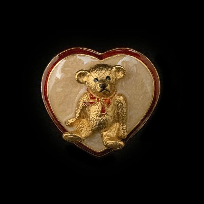 Image of the Michael Michaud Teddy Bear Heart Box - Enameled on a black background