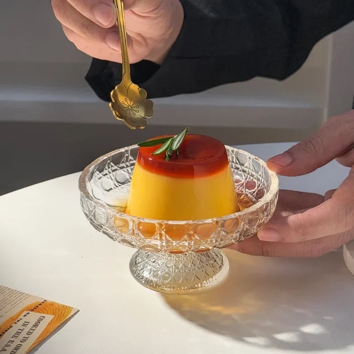 Glass Serving Dish with A Stand Snack Plates ,Snack and Candy Platter, Ice Cream Bowl,Yogurt Snack Dish Bar Dinnerware Plates-Letifly Lights and Decor