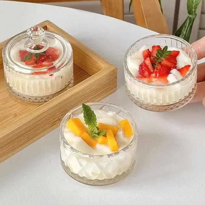 1pc Elegant Glass Ice Cream Dessert Cups With Lids - Perfect For Pudding, Yogurt, And Gelato - Ideal For Home & Commercial Use-Letifly Lights and Decor