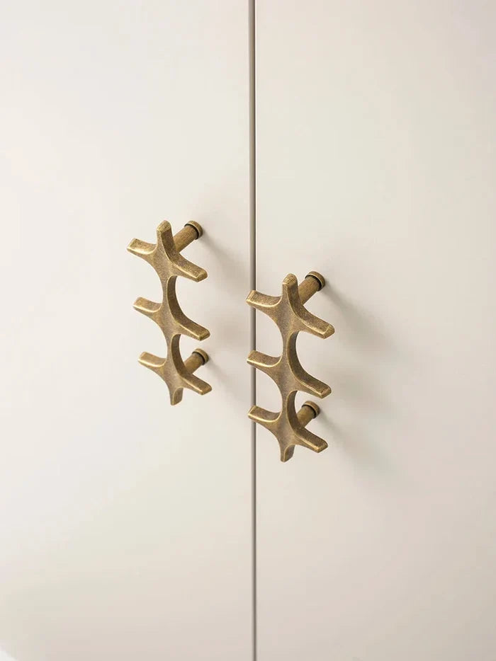 Letifly Lights & Decor - Crossbeam Brass Knobs - Sculptural Brass Cabinet Knobs Cross Shape Antique Gold Black Polished Chrome Hardware