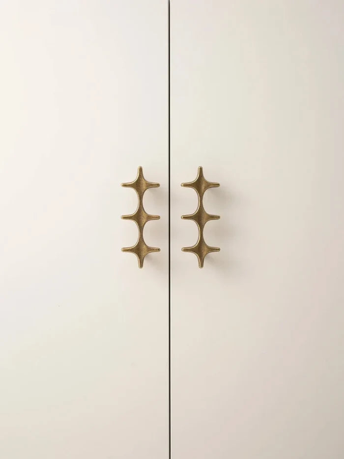 Letifly Lights & Decor - Crossbeam Brass Knobs - Sculptural Brass Cabinet Knobs Cross Shape Antique Gold Black Polished Chrome Hardware