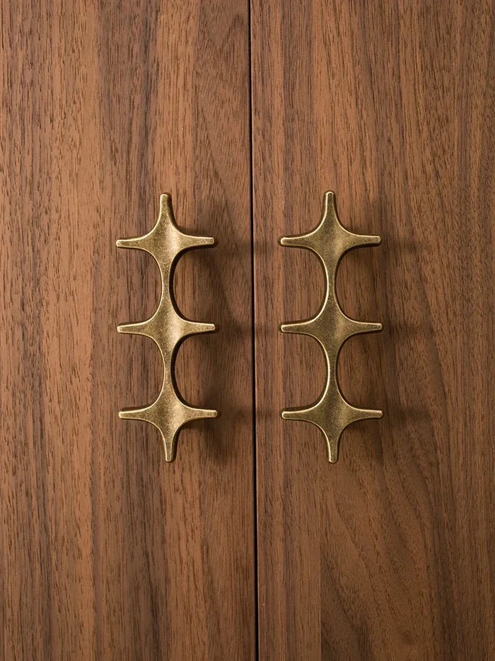 Letifly Lights & Decor - Crossbeam Brass Knobs - Sculptural Brass Cabinet Knobs Cross Shape Antique Gold Black Polished Chrome Hardware