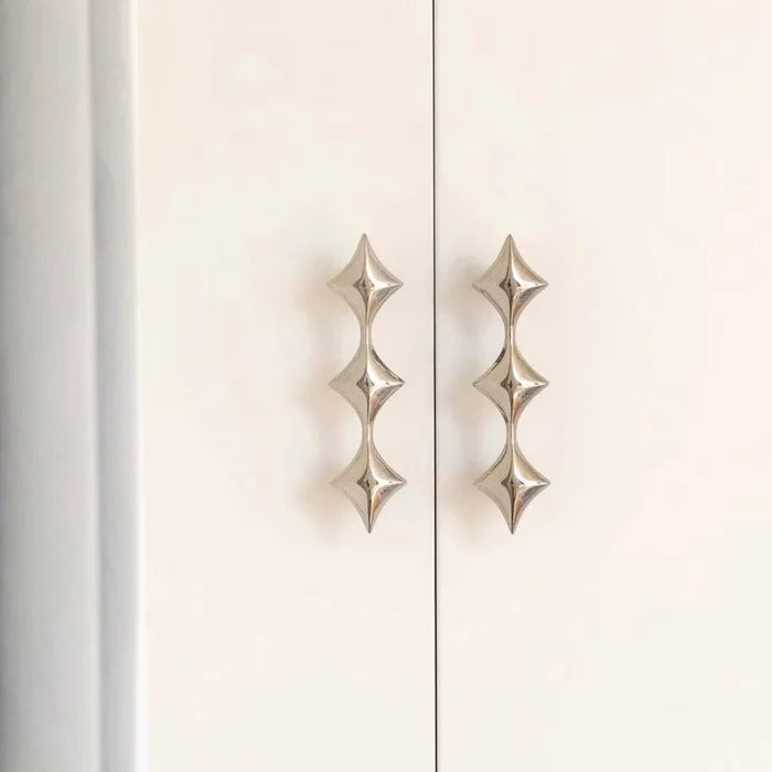 Letifly Lights & Decor - Nova Cabinet Pull - Solid Brass Cabinet Handle Polished Titanium Silver Star Pull Hardware