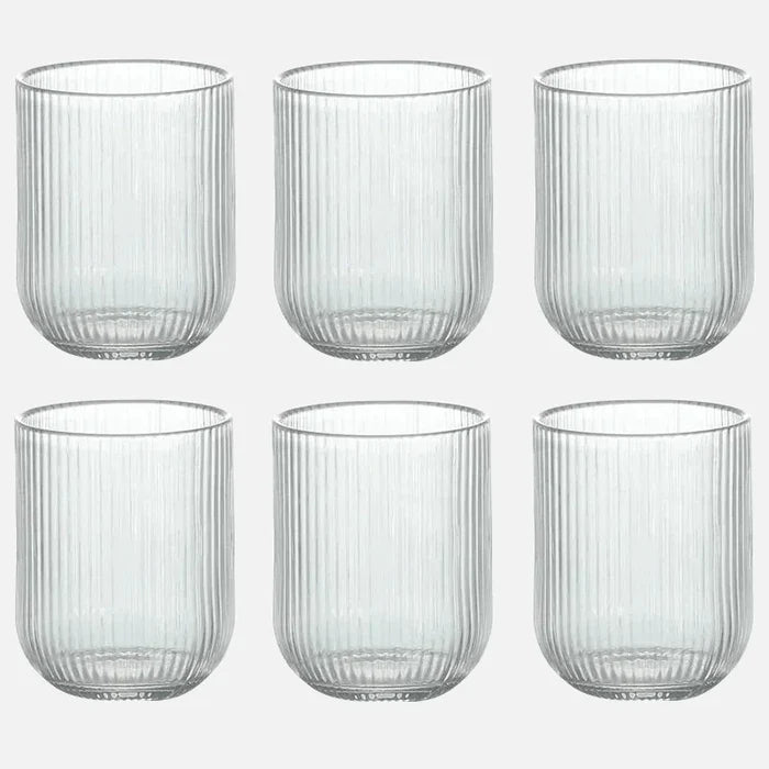 Pack of 6 Simple Vertical Striped Drinking Whiskey Glass Jars Luxury Ribbed Glass Candle Holder Container For Home Decor-Letifly Lights and Decor