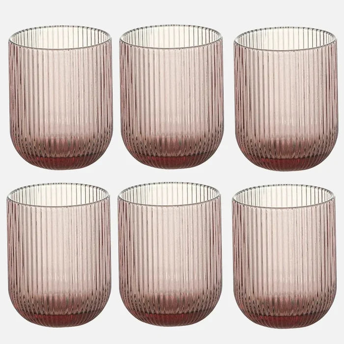 Pack of 6 Simple Vertical Striped Drinking Whiskey Glass Jars Luxury Ribbed Glass Candle Holder Container For Home Decor-Letifly Lights and Decor