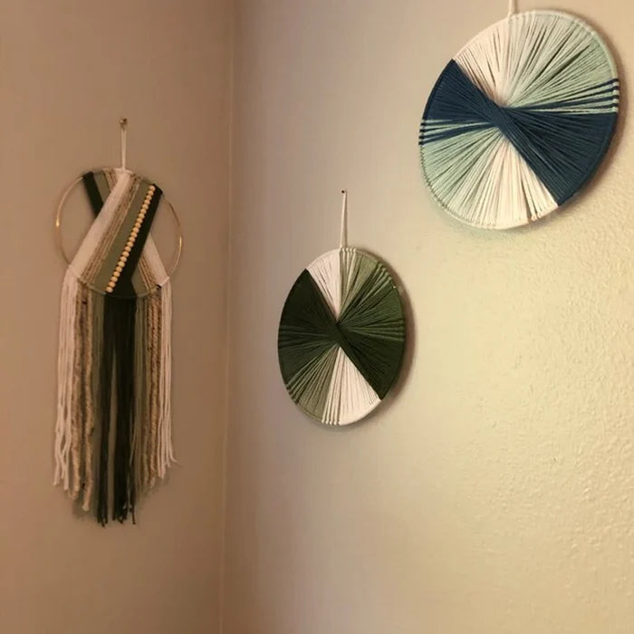 Thread Bloom Wall Art Handmade cotton thread circular wall art modern macrame-inspired décor