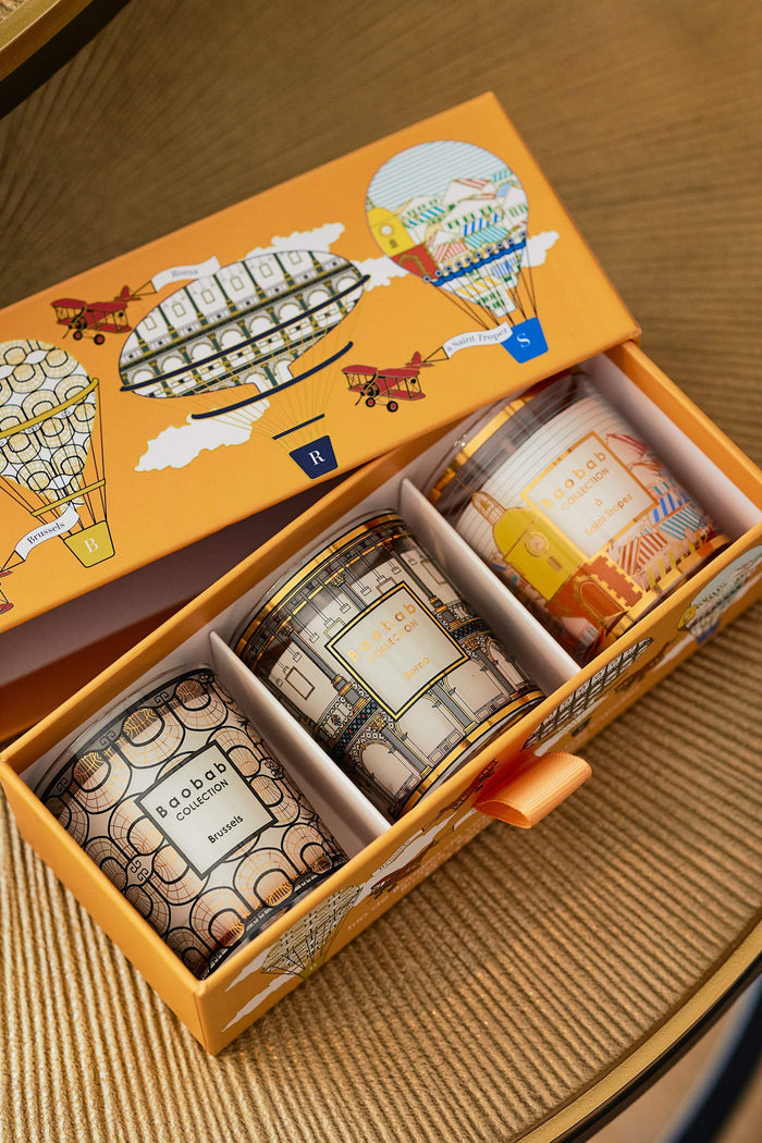 TRIO TRAVEL CANDLES BRUSSELS-ROMA-SAINT TROPEZ - BAOBAB COLLECTION