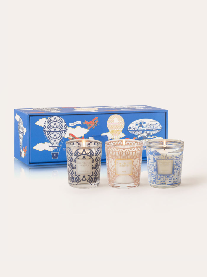 TRIO TRAVEL CANDLES MANHATTAN-PARIS-MYKONOS