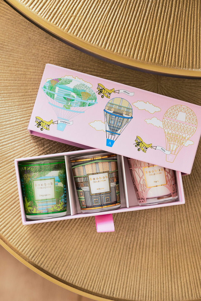 TRIO TRAVEL CANDLES SINGAPORE-ATHENS-PARIS - BAOBAB COLLECTION