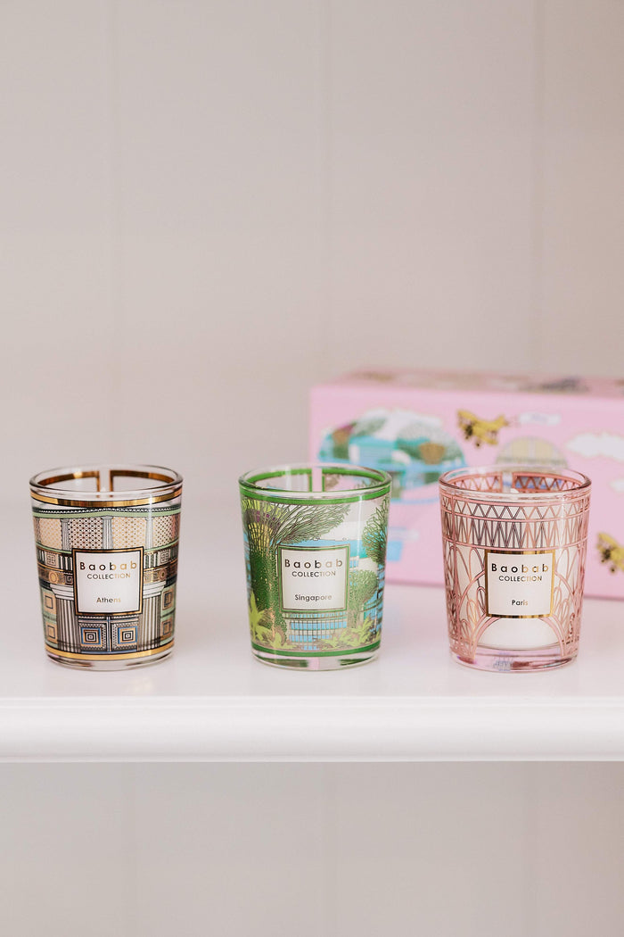 TRIO TRAVEL CANDLES SINGAPORE-ATHENS-PARIS - BAOBAB COLLECTION