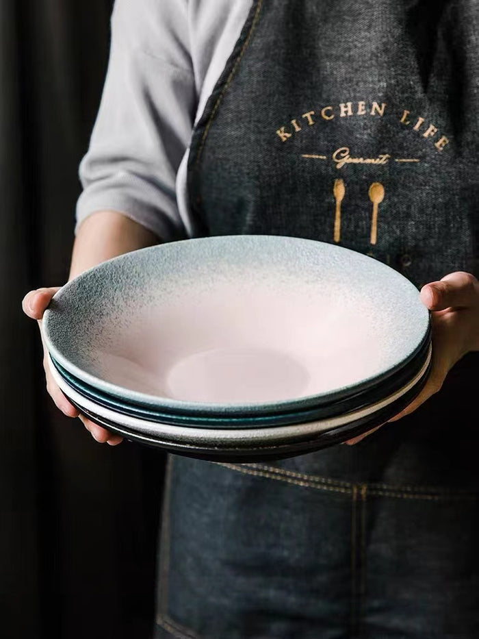 Gradient Stoneware Porcelain Organic Japanese Ceramic Dinnerware for Salad and Soup Bowl