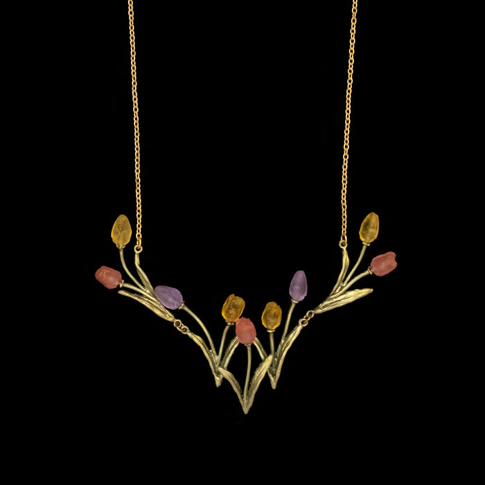 Image of the Michael Michaud Tulip Necklace - Statement on a black background