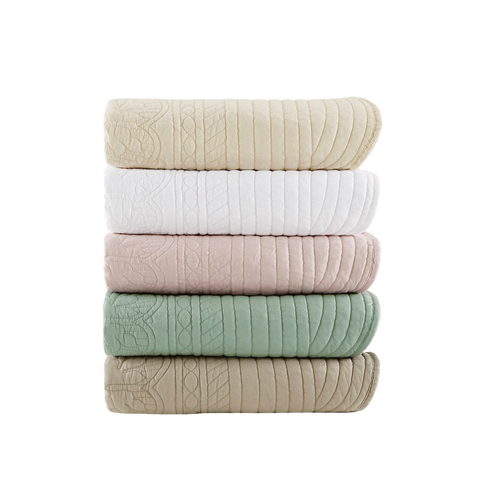 Tuscany Oversized Quilted Throw Blanket Scalloped Edges Elegant Textured Design