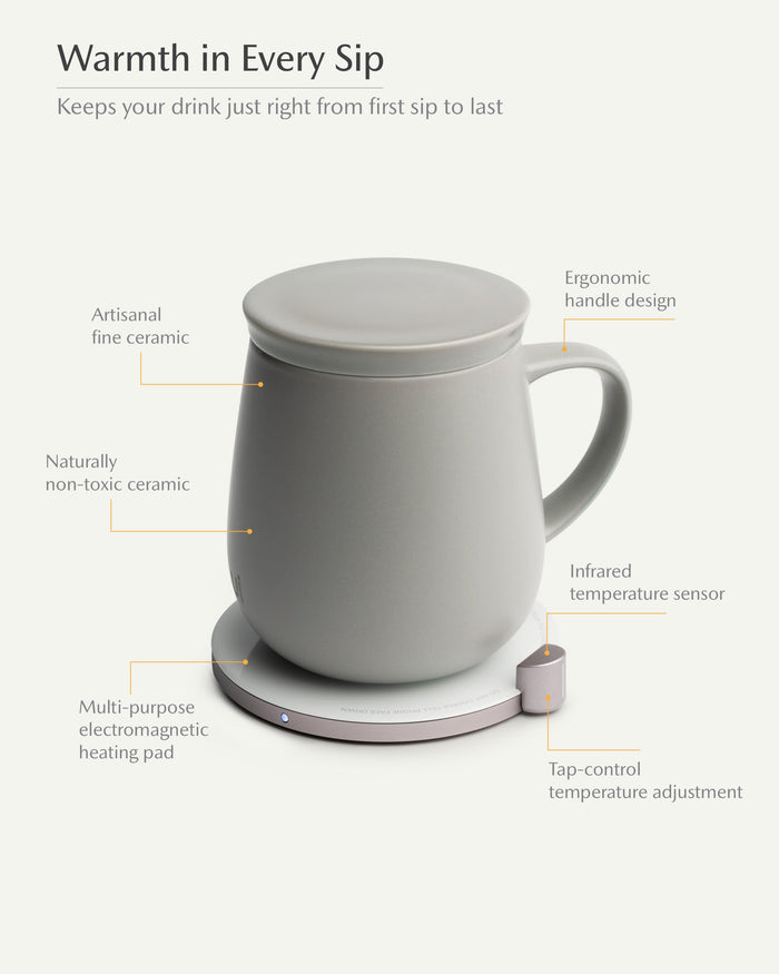 Ui Self-heating Mug Set - Soft Gray-Letifly Lights and Decor
