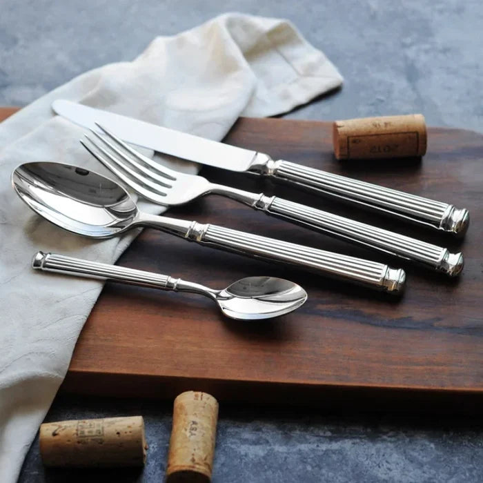 304 Stainless Steel Forged High-Quality Roman Column Western Tableware High-End Western Restaurant Hotel Table Knife, Fork, Spoon, Tea Spoon-Letifly Lights and Decor