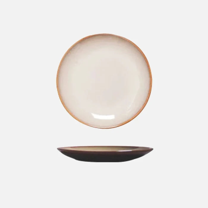 Vibrant glaze ceramic shallow plates contrast plates vintage dinnerware