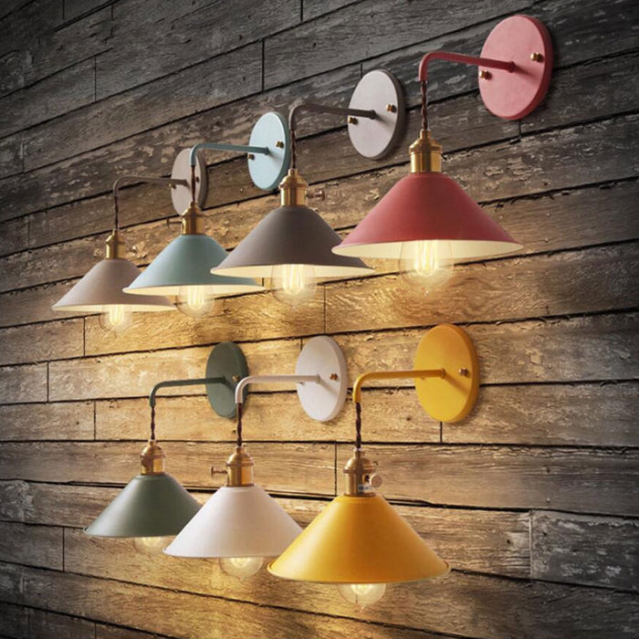 Vintage Farmhouse Colored Metal Wall Lamp-Letifly Lights and Decor