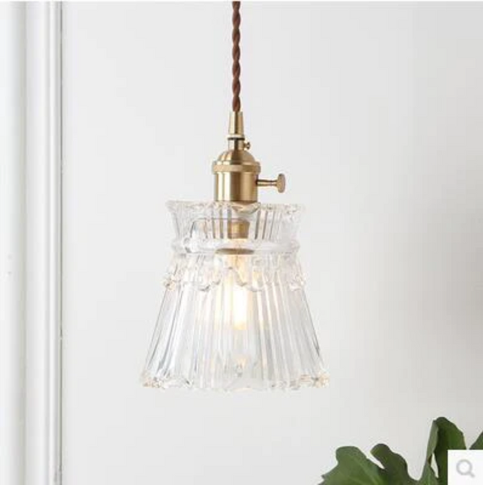 Clear Frosted Glass Copper Finish Pendant Light