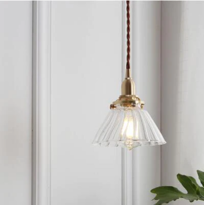 Clear Frosted Glass Copper Finish Pendant Light