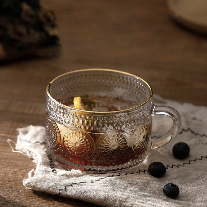 Vintage Texture Glass Cup with Handle